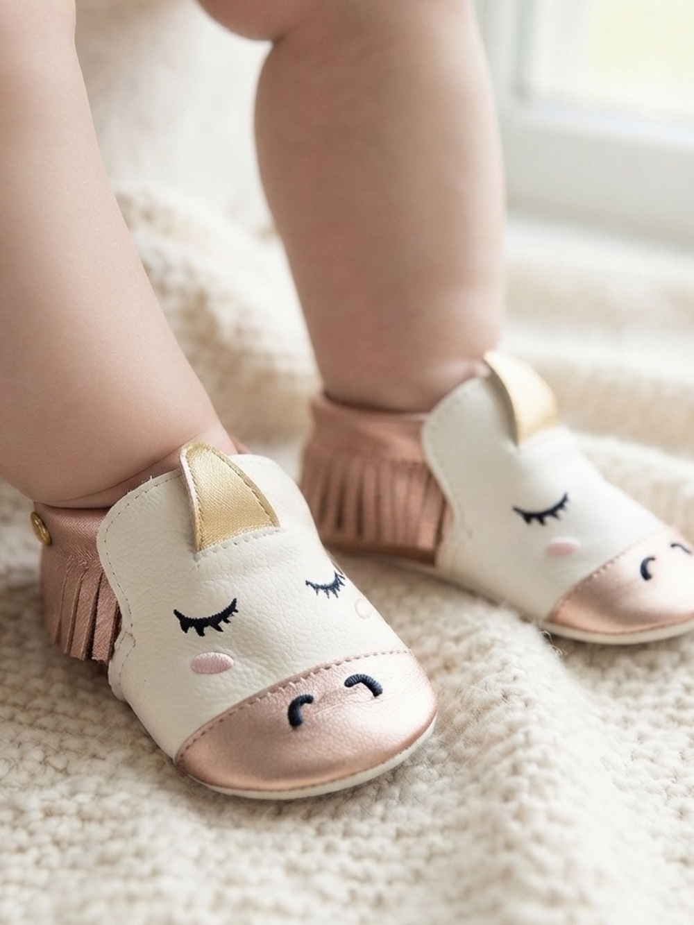 Nicole Miller Girls Unicorn Slip-On Shoes in White & Gold